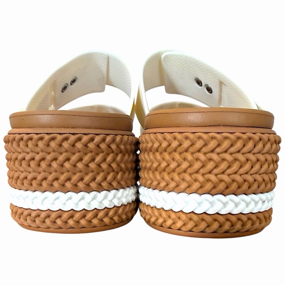 Crocs Brooklyn Woven Buckle Platform Sandal Chalk Wedge Slide LiteRide Women's 8 - Picture 9 of 15